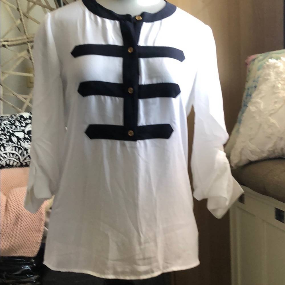 Banana Republic Silk White Blouse Petite XXS thj1